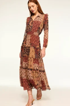 MISA Los Angeles AHREANA DRESS Surrealpatchworkchiffon New
