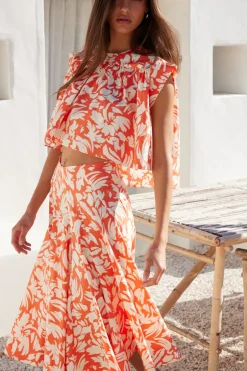 MISA Los Angeles ALINA TOP Patmostangerine Fashion