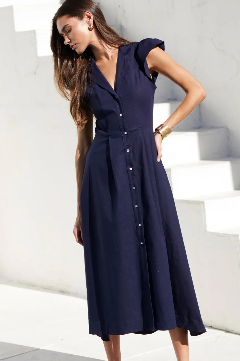 MISA Los Angeles ALMAZ DRESS Navylinen Hot