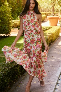 MISA Los Angeles ANEVA DRESS Palmareibloomschiffon Outlet