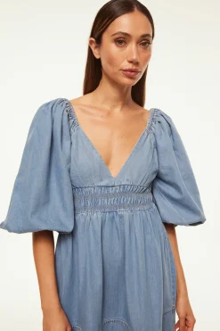 MISA Los Angeles ARYN DRESS Bluechambray Outlet