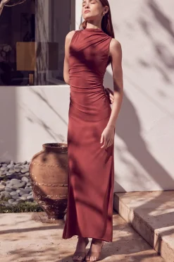 MISA Los Angeles ATHENA DRESS Brick Discount