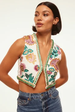 MISA Los Angeles BASHIRA TOP Malikapaisleyfloralembroidery Online