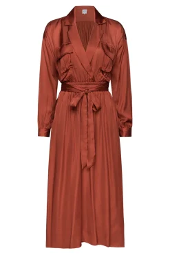 MISA Los Angeles BLAIR DRESS Burntorangesatin Clearance