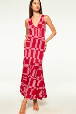 MISA Los Angeles BRENNA DRESS Pinku0026red Hot