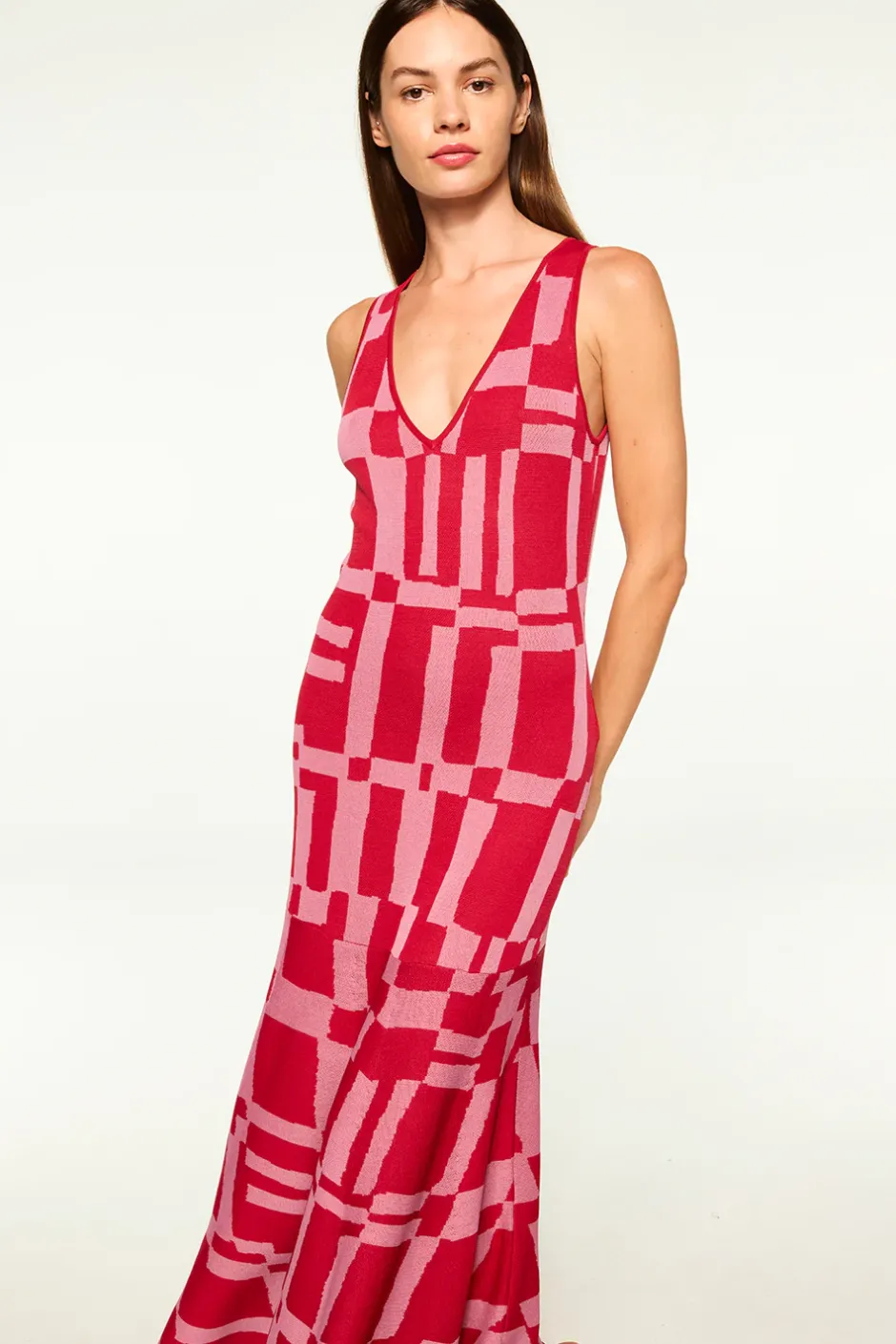 MISA Los Angeles BRENNA DRESS Pinku0026red Hot