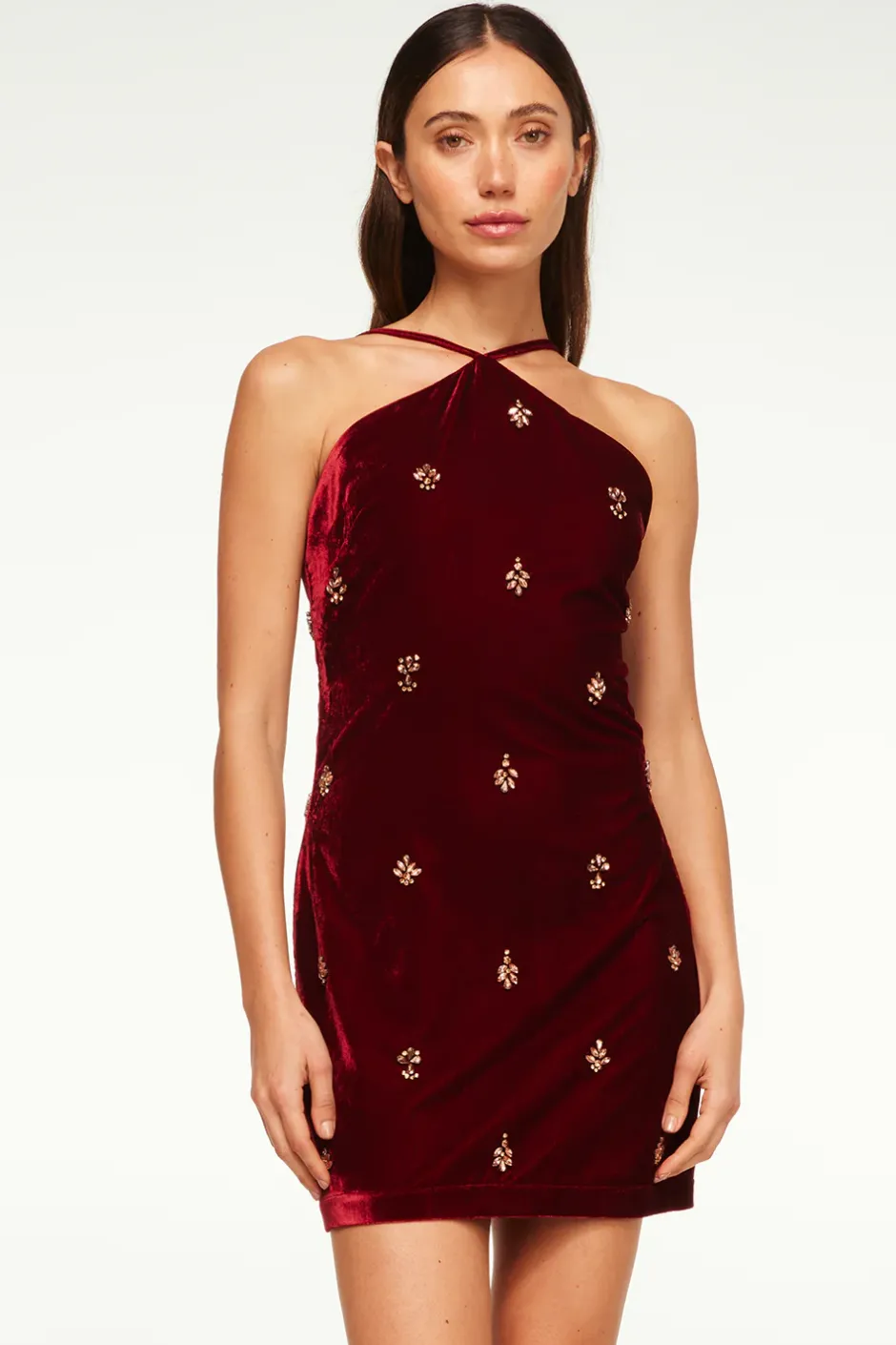 MISA Los Angeles CAMILLE DRESS Garnetvelvet Hot