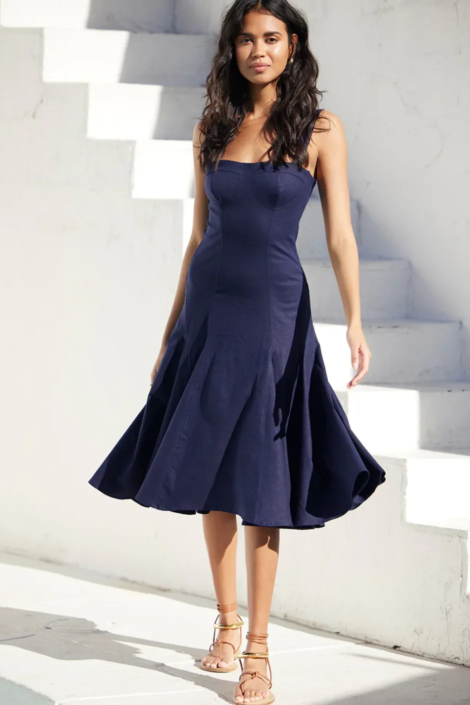 MISA Los Angeles CHERISH DRESS Navylinen Outlet