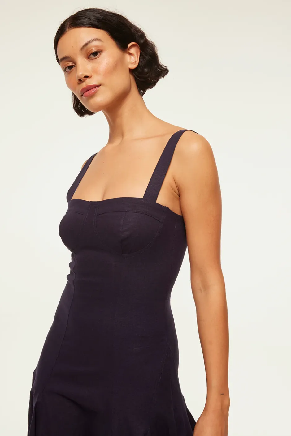 MISA Los Angeles CHERISH DRESS Navylinen Outlet
