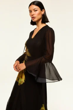 MISA Los Angeles CLAIRE DRESS Yellowrosechiffon Clearance