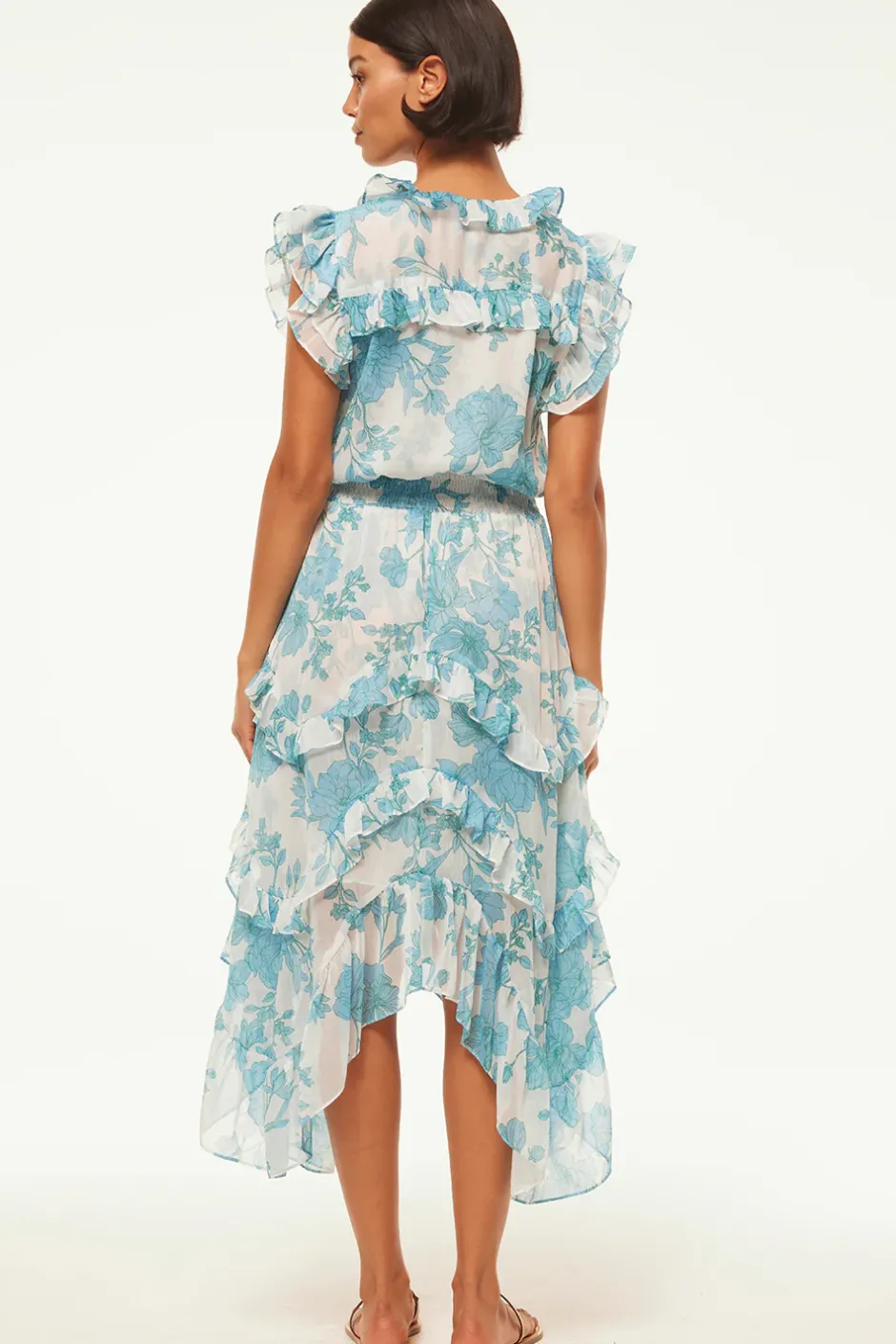 MISA Los Angeles DAKOTA DRESS Turquoiseflorachiffon Online