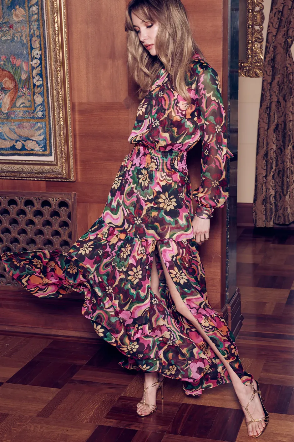 MISA Los Angeles DAPHNE DRESS Floragroovechiffon Outlet