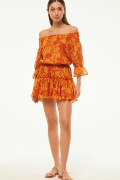 MISA Los Angeles DARLA DRESS Atlasfloralpersimmon Hot