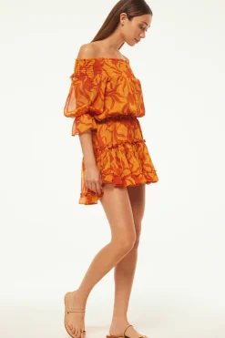 MISA Los Angeles DARLA DRESS Atlasfloralpersimmon Hot