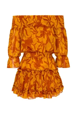 MISA Los Angeles DARLA DRESS Atlasfloralpersimmon Hot