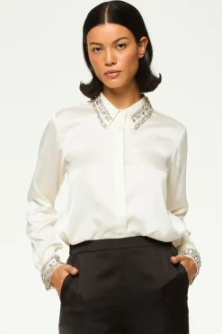 MISA Los Angeles ELLIE TOP Ivorysatin Fashion