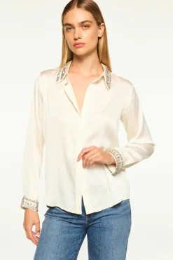 MISA Los Angeles ELLIE TOP Ivorysatin Fashion