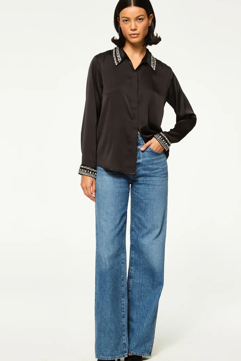 MISA Los Angeles ELLIE TOP Blacksatin Online