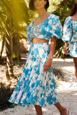 MISA Los Angeles EMMA SKIRT Turquoiseflorapoplin Online