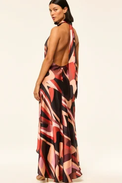 MISA Los Angeles FIORE DRESS Canyonstripesatin Hot