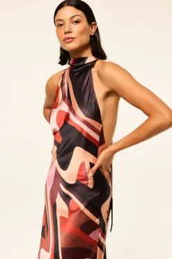 MISA Los Angeles FIORE DRESS Canyonstripesatin Hot