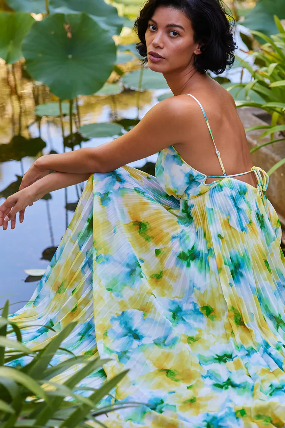 MISA Los Angeles GALETA DRESS Citronwatercolor New