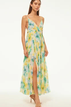 MISA Los Angeles GALETA DRESS Citronwatercolor New