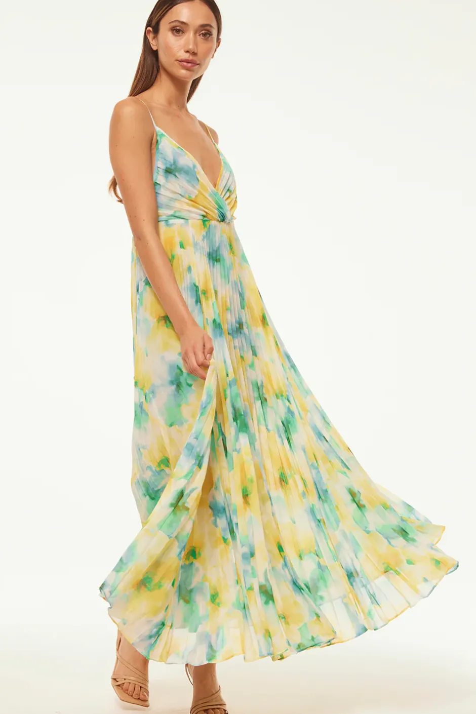 MISA Los Angeles GALETA DRESS Citronwatercolor New