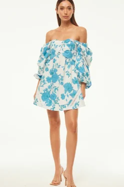 MISA Los Angeles GIADA DRESS Turquoiseflorapoplin Online