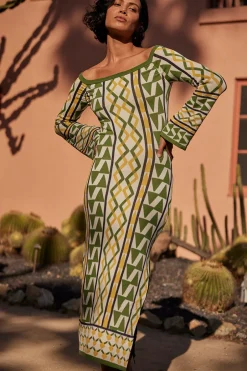 MISA Los Angeles JAQUETTA DRESS Limoncellogeojacquard Clearance