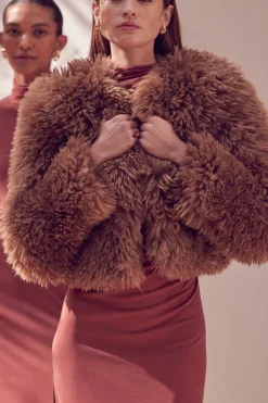 MISA Los Angeles JORDYN FAUX FUR JACKET Lattefauxfur Discount