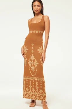 MISA Los Angeles KALIL DRESS Brownflorasantiago Hot