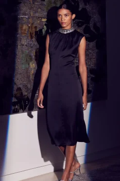 MISA Los Angeles KIRA DRESS Blacksatin New