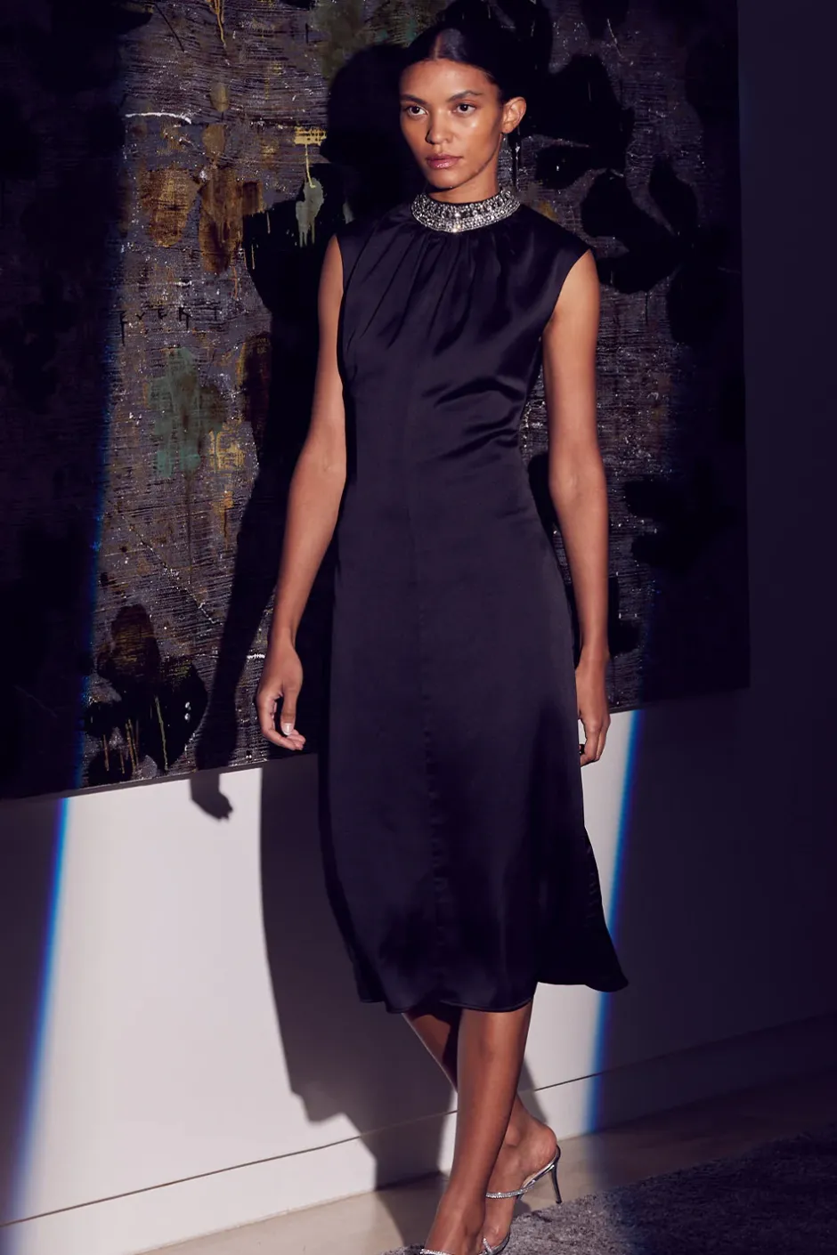 MISA Los Angeles KIRA DRESS Blacksatin New