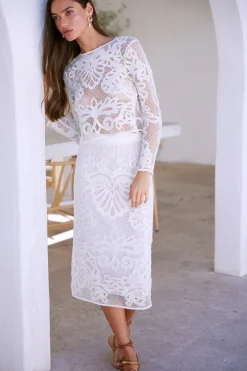 MISA Los Angeles KORD SKIRT Embroideredmesh Hot