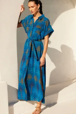 MISA Los Angeles LOU DRESS Cobaltpalmschiffon Fashion