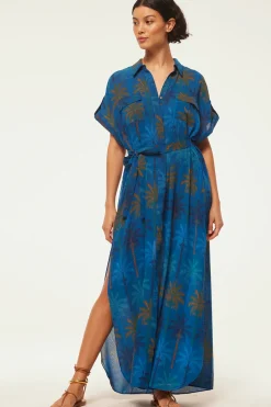 MISA Los Angeles LOU DRESS Cobaltpalmschiffon Fashion