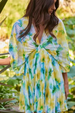 MISA Los Angeles LUNA DRESS Citronwatercolor Discount