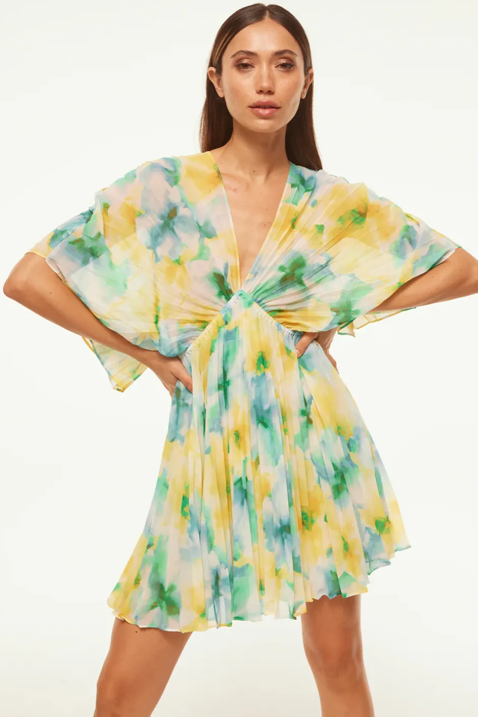 MISA Los Angeles LUNA DRESS Citronwatercolor Discount