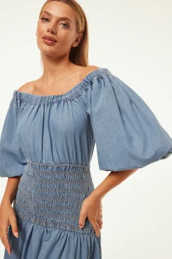 MISA Los Angeles MARILOU DRESS Bluechambray Sale