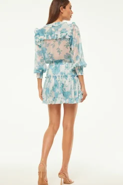MISA Los Angeles MARION SKIRT Turquoiseflorachiffon Best