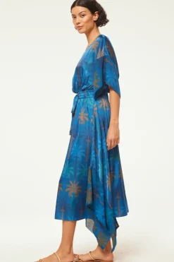 MISA Los Angeles MARTINA DRESS Cobaltpalmsmix New