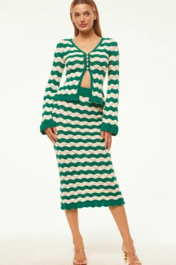 MISA Los Angeles MELINA SKIRT Emeraldstripe Clearance