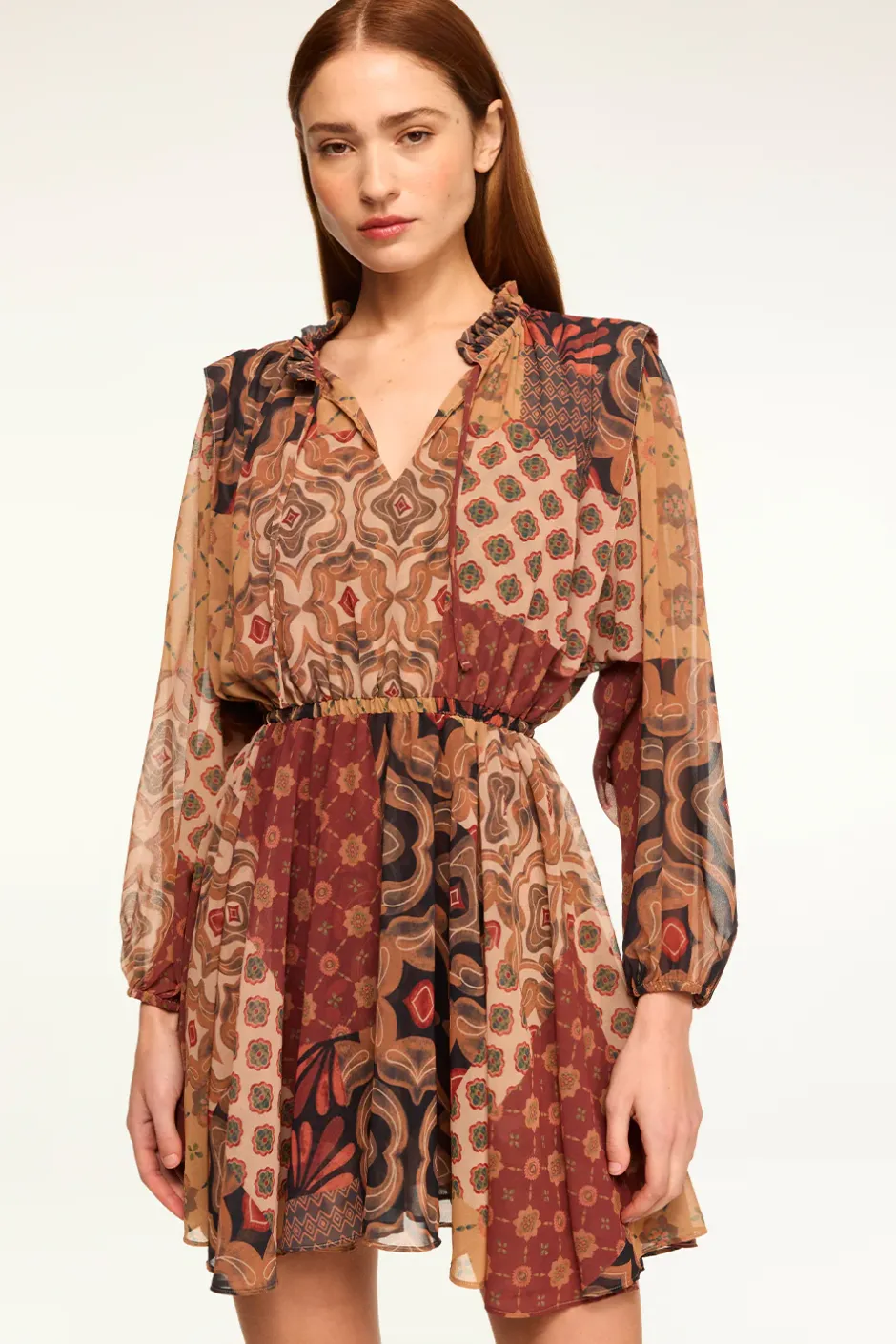 MISA Los Angeles MOLLY DRESS Surrealpatchworkchiffon Outlet