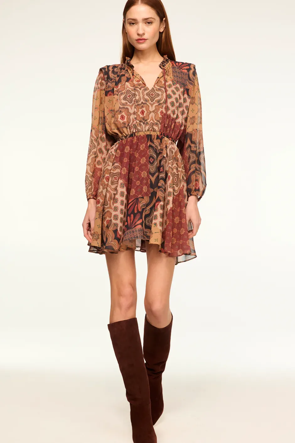 MISA Los Angeles MOLLY DRESS Surrealpatchworkchiffon Outlet