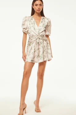 MISA Los Angeles NARCISSA DRESS Whitesagebotanicasatin Fashion
