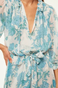 MISA Los Angeles OLIVIA DRESS Turquoiseflorachiffon Online