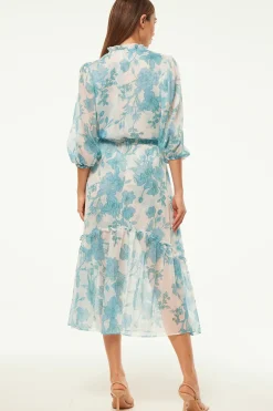 MISA Los Angeles OLIVIA DRESS Turquoiseflorachiffon Online