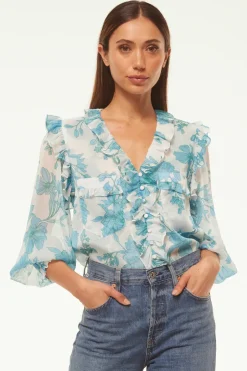 MISA Los Angeles SACHA TOP Turquoiseflorachiffon Online