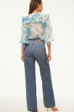 MISA Los Angeles SACHA TOP Turquoiseflorachiffon Online